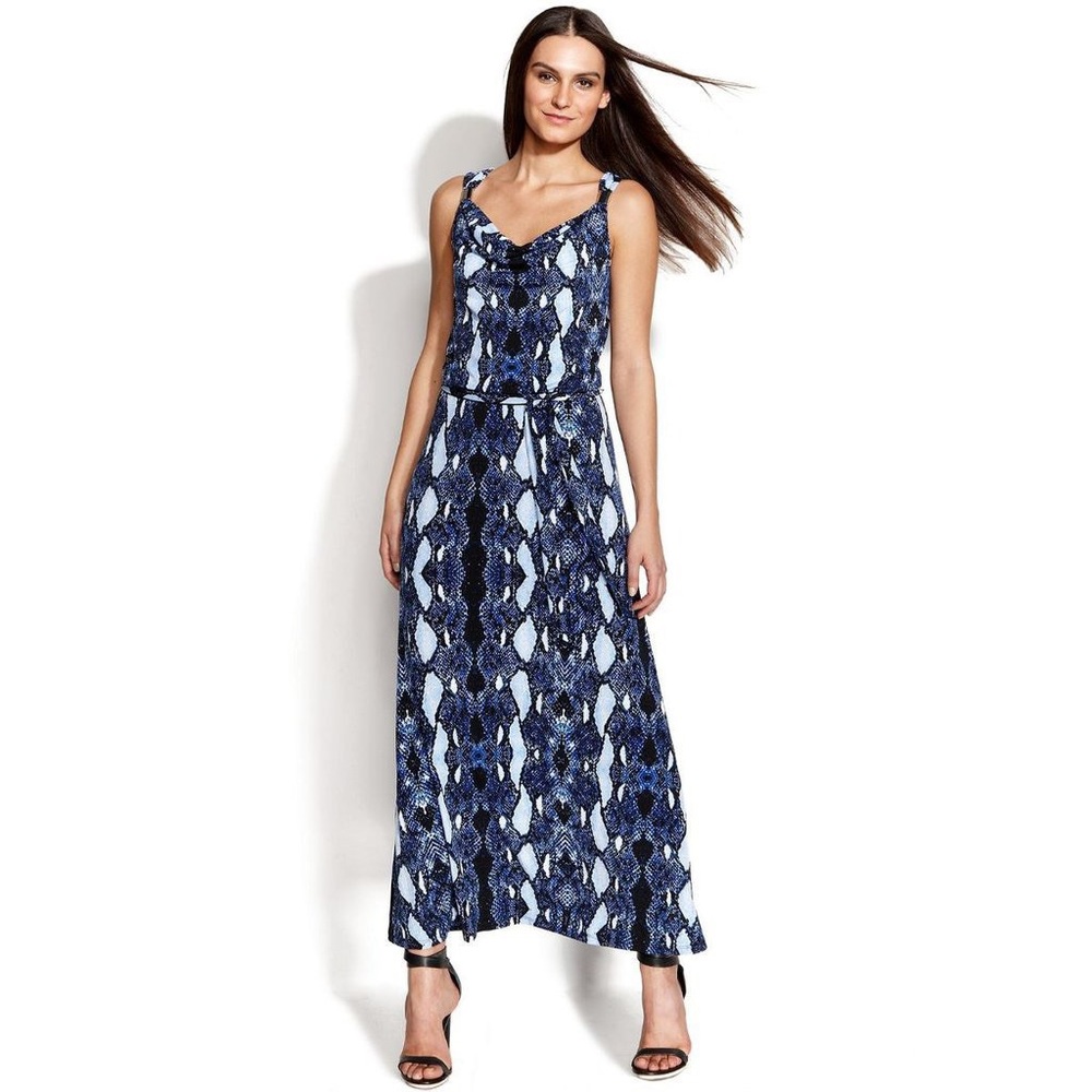 Calvin Klein Dress NWT Small Blues Maxi Abstract